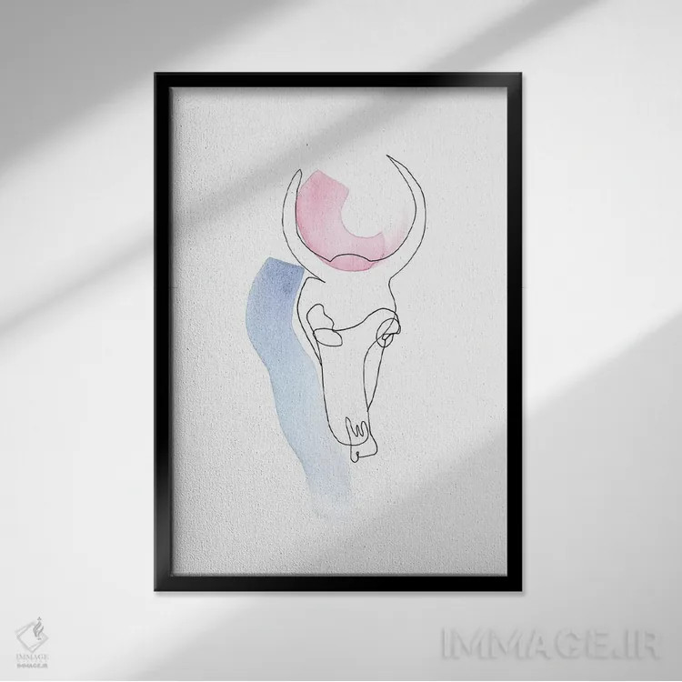 تابلو دکوراتیو جمجمه خطی اثر ژاکلین مالدونادو - نمای قابدار مشکی