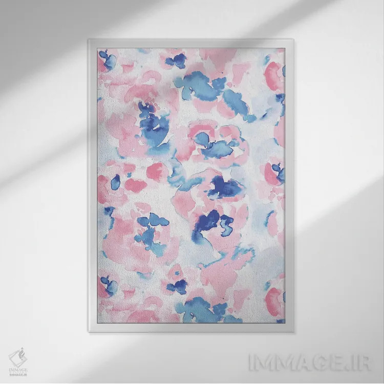 تابلو انتزاعی گیاهان انتزاعی رنگ پاستلی سرگردان اثر ژاکلین مالدونادو - نمای قابدار سفید