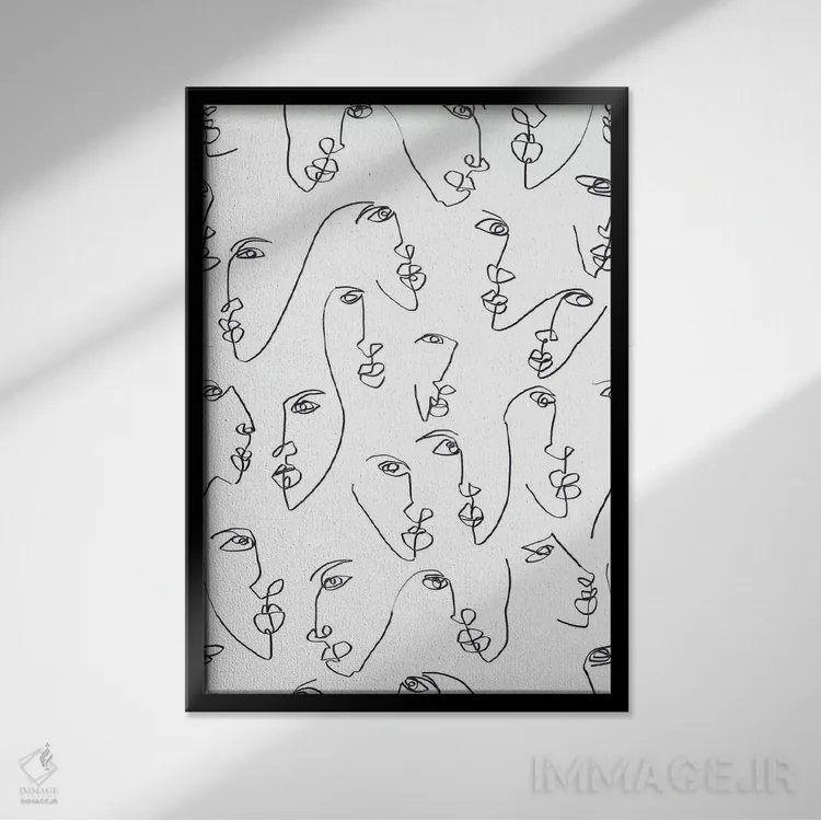 تابلو دکوراتیو شعله های دوقلو در سیاه و سفید اثر ژاکلین مالدونادو - نمای قابدار مشکی