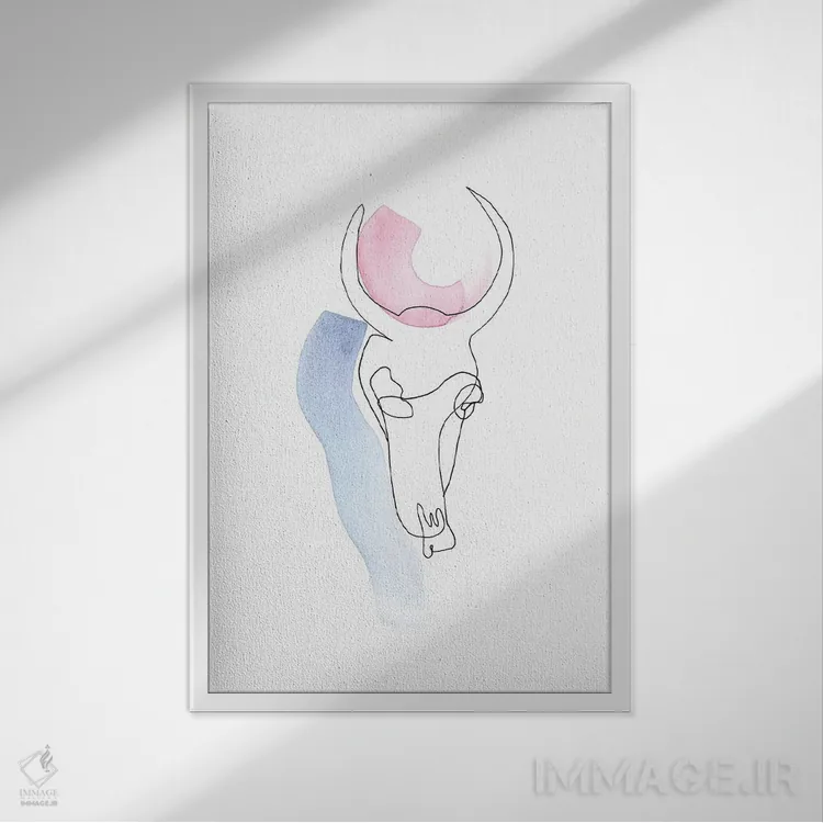 تابلو دکوراتیو جمجمه خطی اثر ژاکلین مالدونادو - نمای قابدار سفید