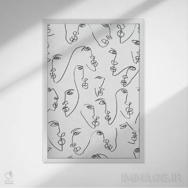 تابلو دکوراتیو شعله های دوقلو در سیاه و سفید اثر ژاکلین مالدونادو - نمای قابدار سفید