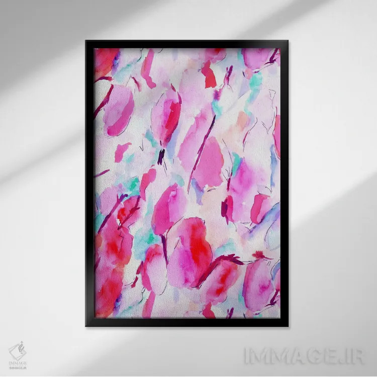 تابلو انتزاعی صورتی هم حسی اثر ژاکلین مالدونادو - نمای قابدار مشکی
