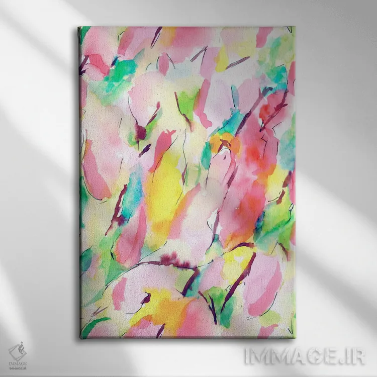 تابلو انتزاعی بهار هم حسی اثر ژاکلین مالدونادو - نمای روبهرو روی دیوار