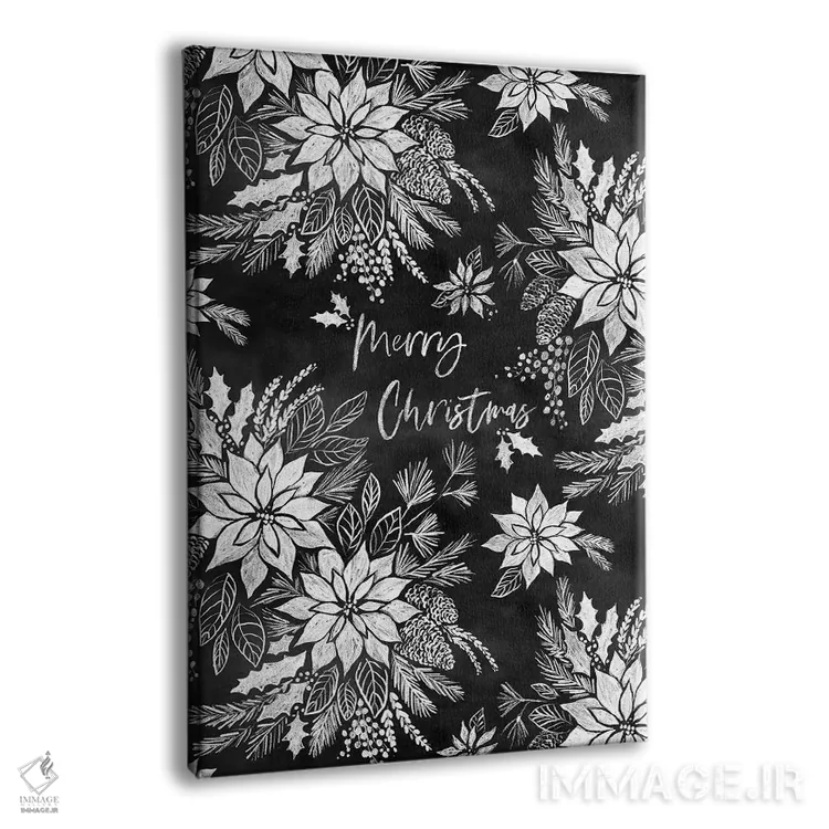 تابلو دکوراتیو پوینستیاهای کریسمسی روی تخته سیاه اثر ژاکلین مالدونادو - نمای پرسپکتیو محصول