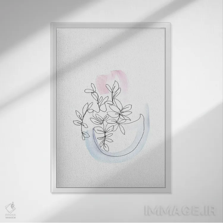 تابلو دکوراتیو گیاه شناسی خطی اثر ژاکلین مالدونادو - نمای قابدار سفید