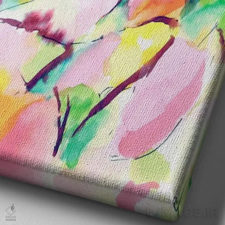 تابلو انتزاعی بهار هم حسی اثر ژاکلین مالدونادو - نمای نزدیک بافت بوم