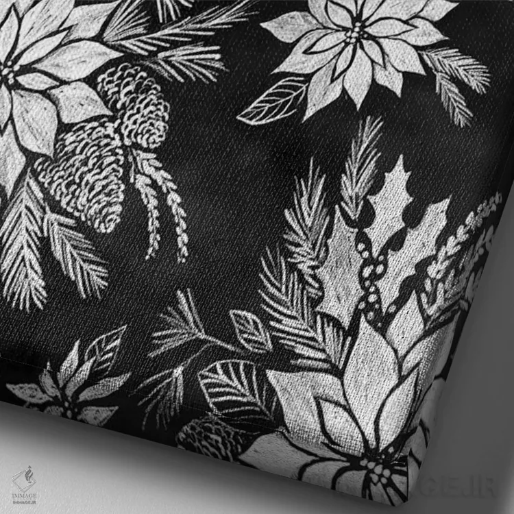 تابلو دکوراتیو پوینستیاهای کریسمسی روی تخته سیاه اثر ژاکلین مالدونادو - نمای نزدیک بافت بوم