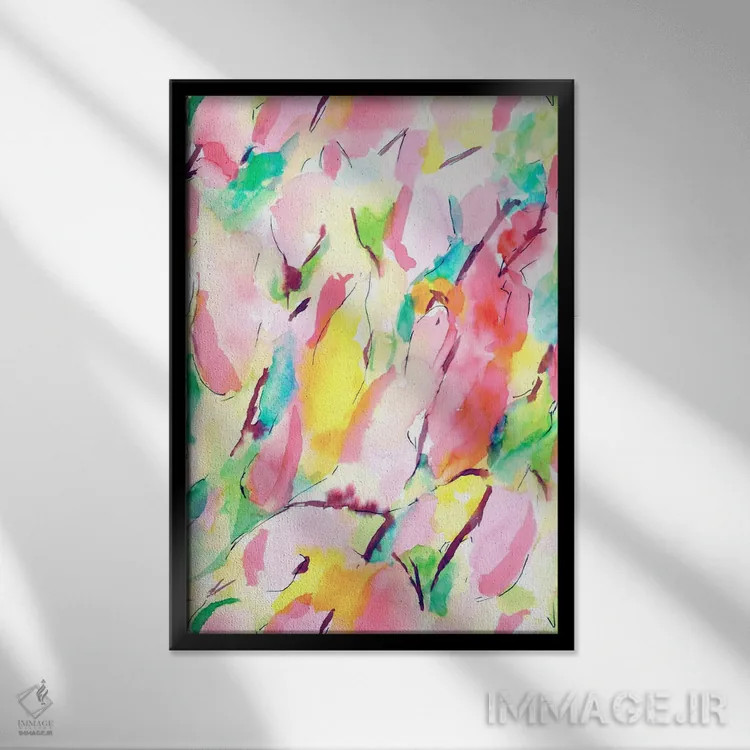 تابلو انتزاعی بهار هم حسی اثر ژاکلین مالدونادو - نمای قابدار مشکی