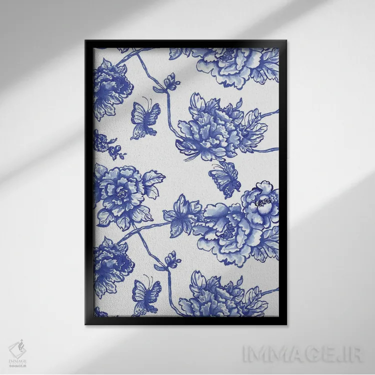 تابلو مدرن گل های سبک چینی اثر ژاکلین مالدونادو - نمای قابدار مشکی