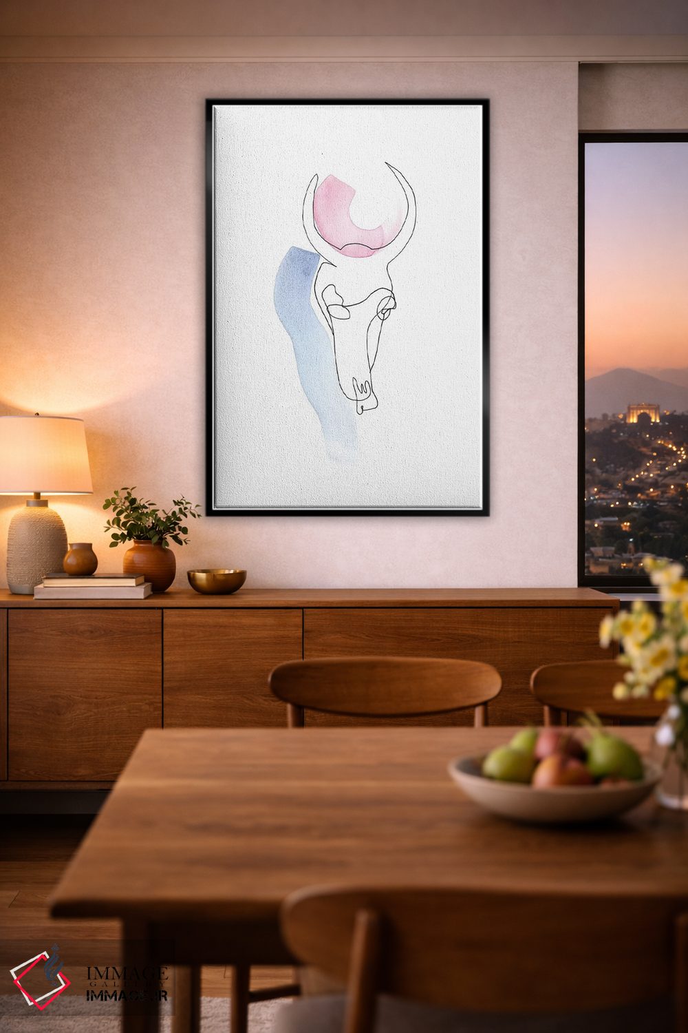 تابلو دکوراتیو جمجمه خطی اثر ژاکلین مالدونادو - D3B