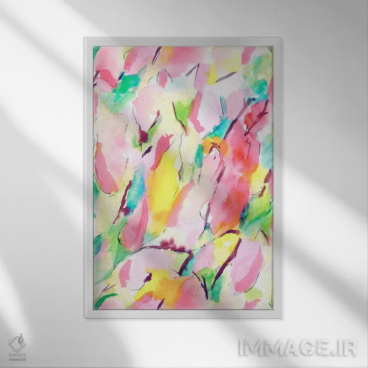 تابلو انتزاعی بهار هم حسی اثر ژاکلین مالدونادو - نمای قابدار سفید