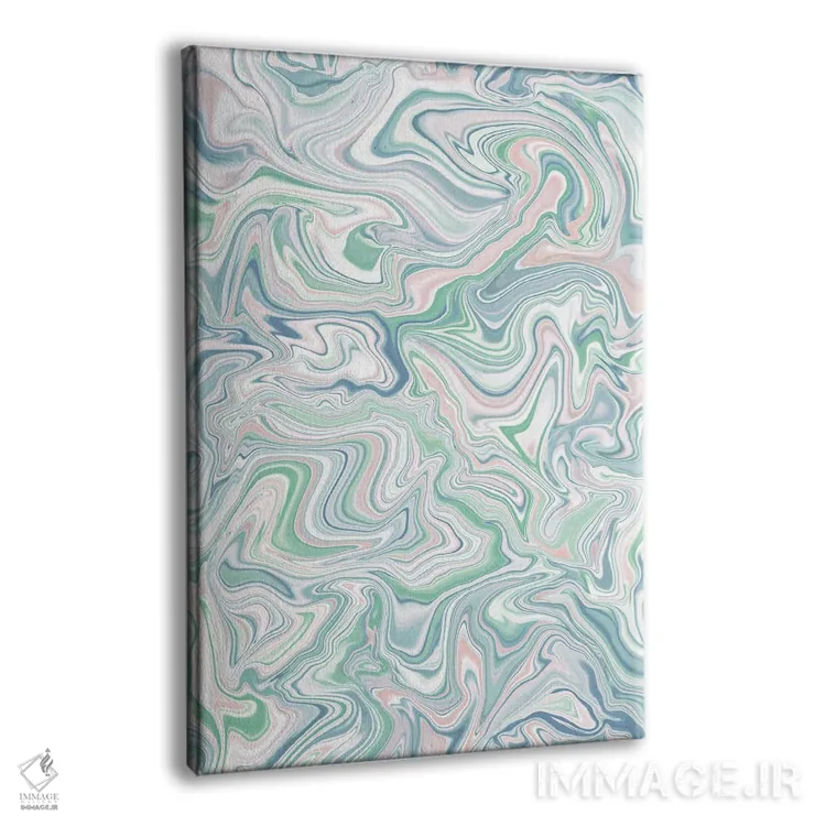 تابلو انتزاعی افسون عشق با طرح مرمرین سبز، آبی، صورتی اثر ژاکلین مالدونادو - نمای پرسپکتیو محصول