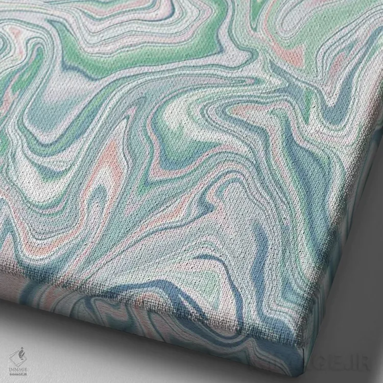 تابلو انتزاعی افسون عشق با طرح مرمرین سبز، آبی، صورتی اثر ژاکلین مالدونادو - نمای نزدیک بافت بوم