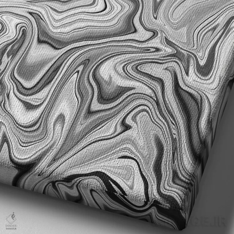 تابلو انتزاعی افسون عشق با طرح مرمرین سیاه و سفید اثر ژاکلین مالدونادو - نمای نزدیک بافت بوم