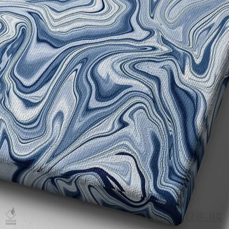 تابلو انتزاعی افسون عشق با طرح مرمرین آبی اثر ژاکلین مالدونادو - نمای نزدیک بافت بوم