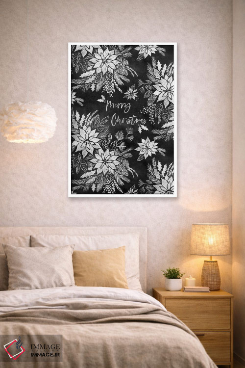 تابلو دکوراتیو پوینستیاهای کریسمسی روی تخته سیاه اثر ژاکلین مالدونادو - D1W