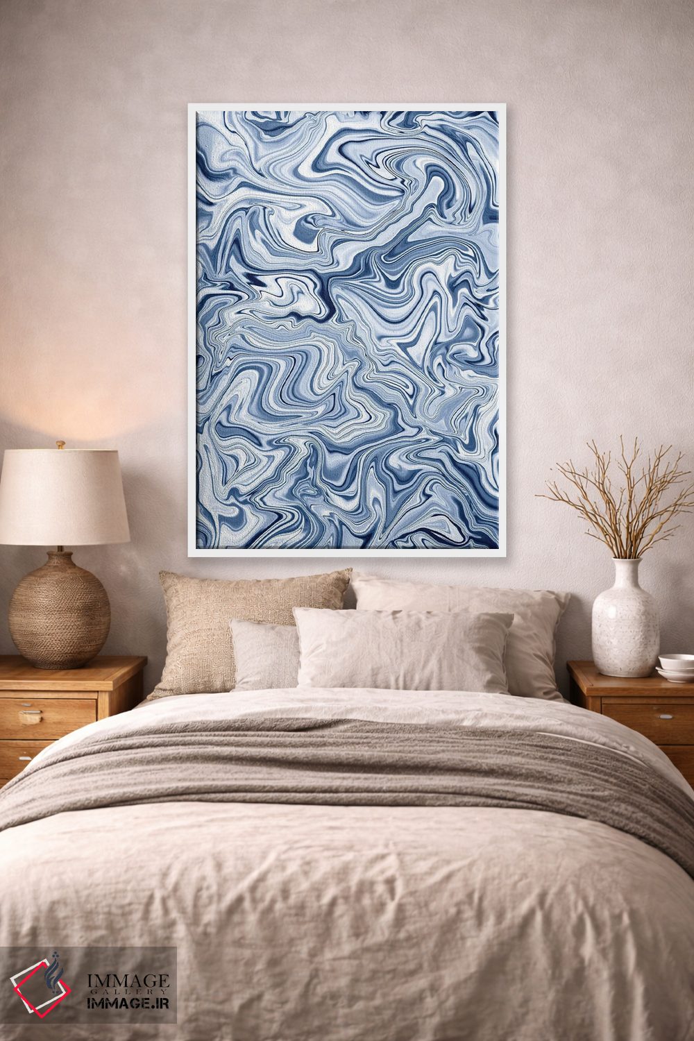 تابلو انتزاعی افسون عشق با طرح مرمرین آبی اثر ژاکلین مالدونادو - D1W