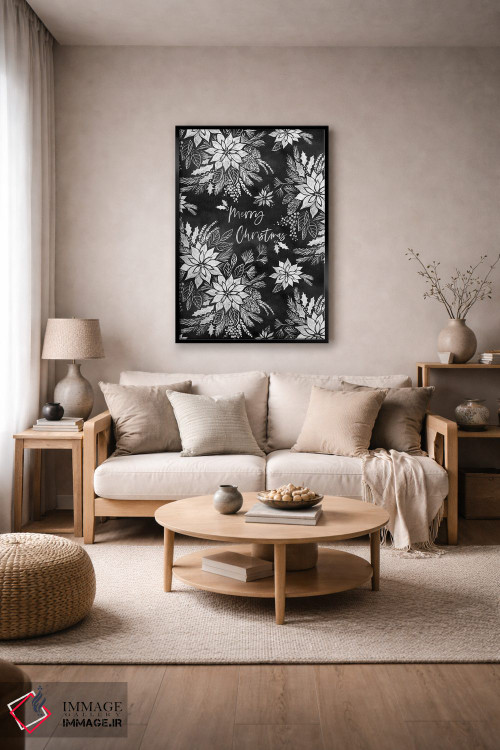 تابلو دکوراتیو پوینستیاهای کریسمسی روی تخته سیاه اثر ژاکلین مالدونادو - D5B