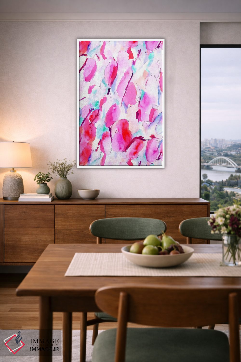 تابلو انتزاعی صورتی هم حسی اثر ژاکلین مالدونادو - D6W
