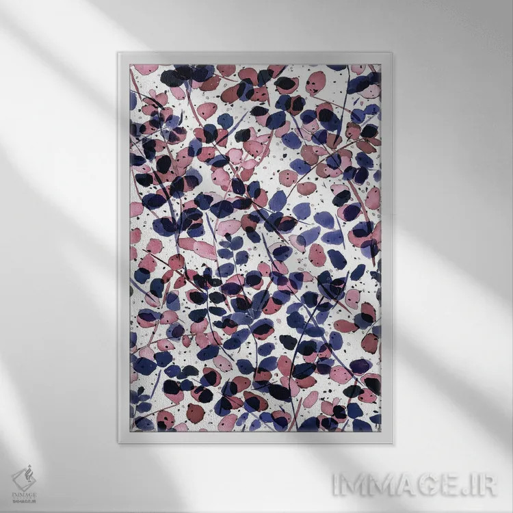 تابلو مدرن هم افزایی نیلی یاسی اثر ژاکلین مالدونادو - نمای قابدار سفید