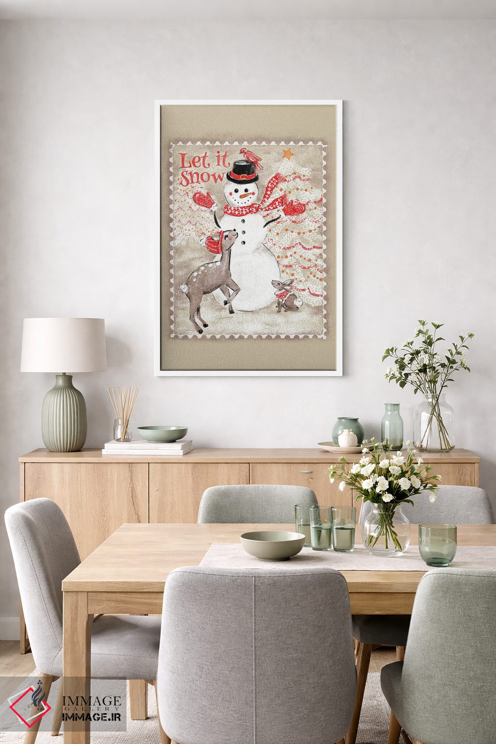 تابلو دکوراتیو مهر پستی آدم برفی "بگذار برف ببارد" اثر ژاکلین مالدونادو - D4W