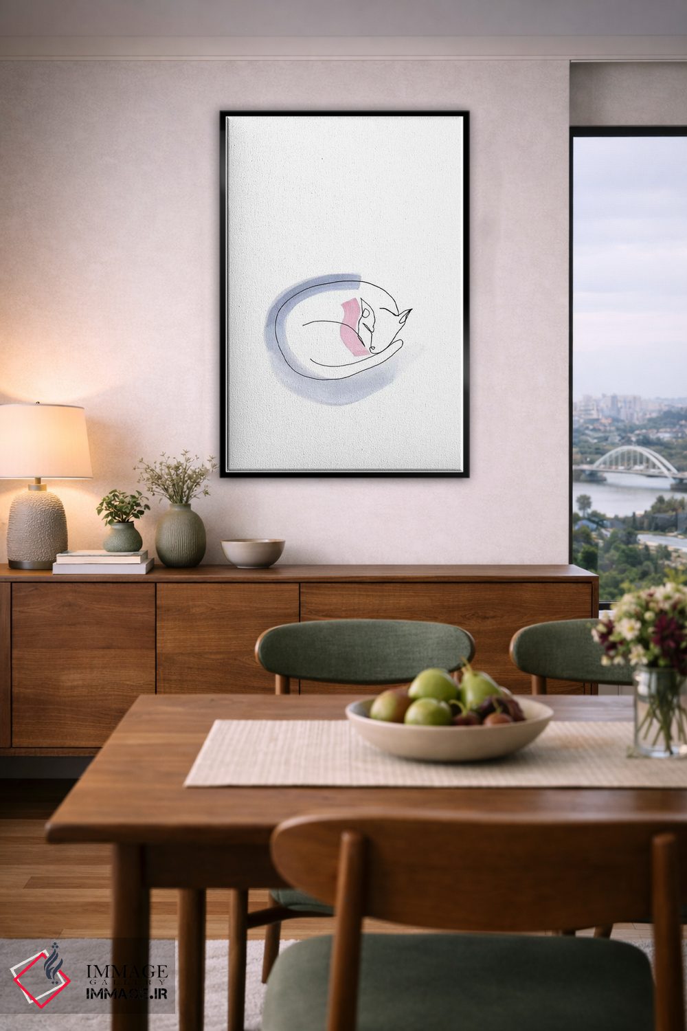 تابلو دکوراتیو گربه خطی اثر ژاکلین مالدونادو - D6B