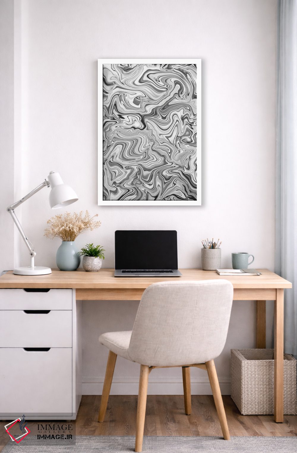 تابلو انتزاعی افسون عشق با طرح مرمرین سیاه و سفید اثر ژاکلین مالدونادو - D4W