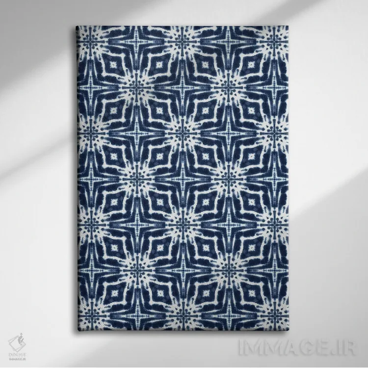 تابلو دکوراتیو شیبوری آبرنگی نیلی اثر ژاکلین مالدونادو - نمای روبهرو روی دیوار