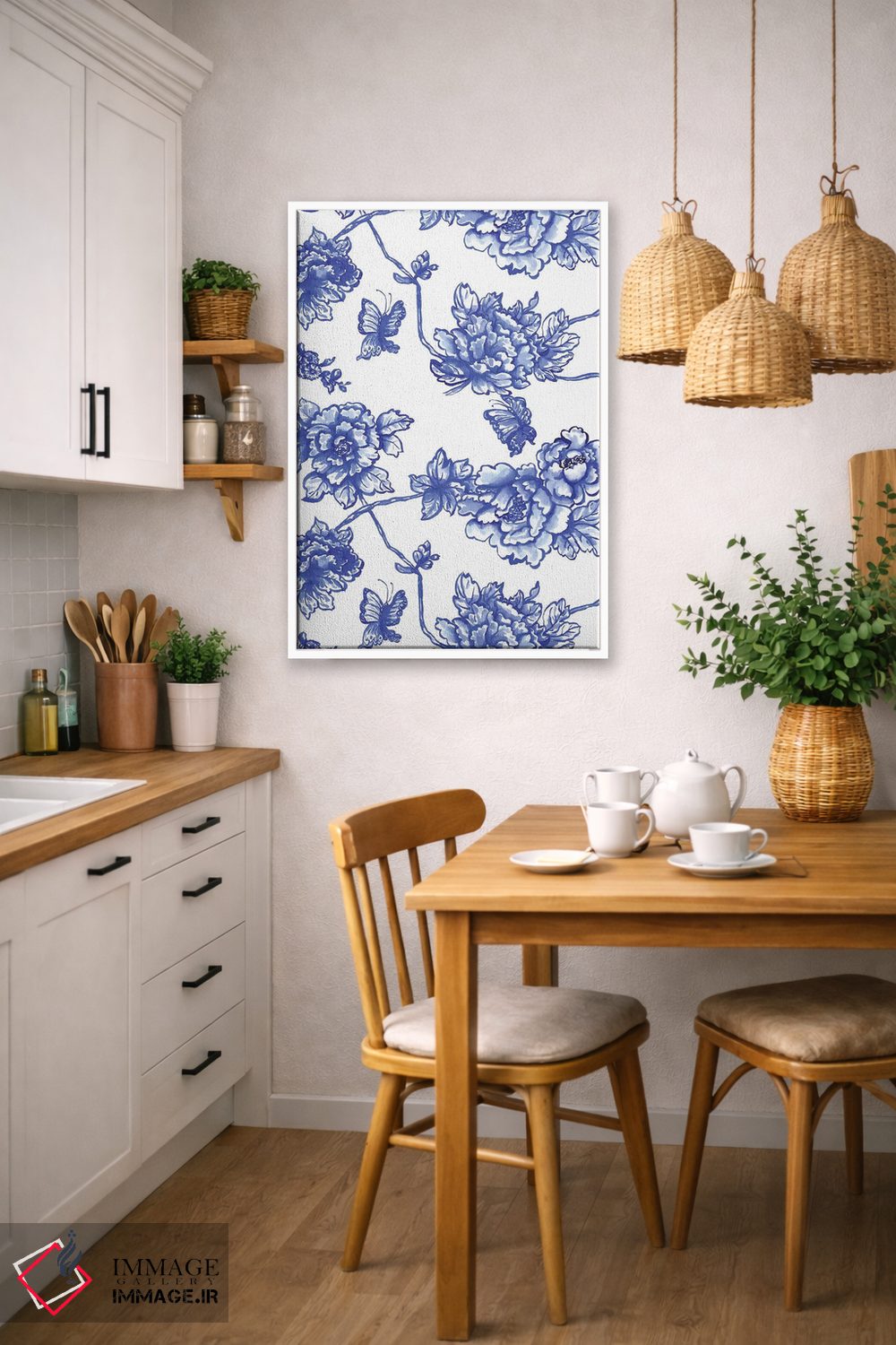 تابلو مدرن گل های سبک چینی اثر ژاکلین مالدونادو - D6W