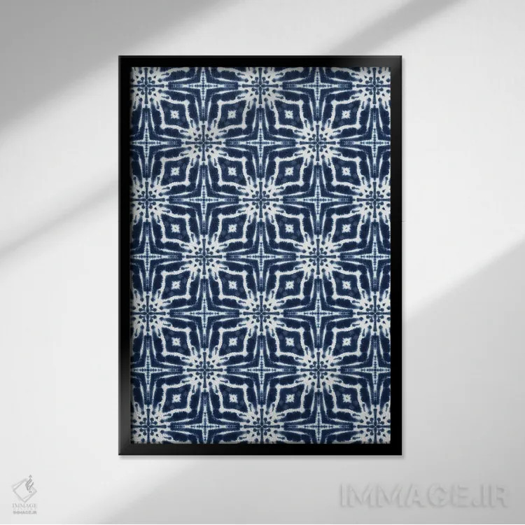 تابلو دکوراتیو شیبوری آبرنگی نیلی اثر ژاکلین مالدونادو - نمای قابدار مشکی
