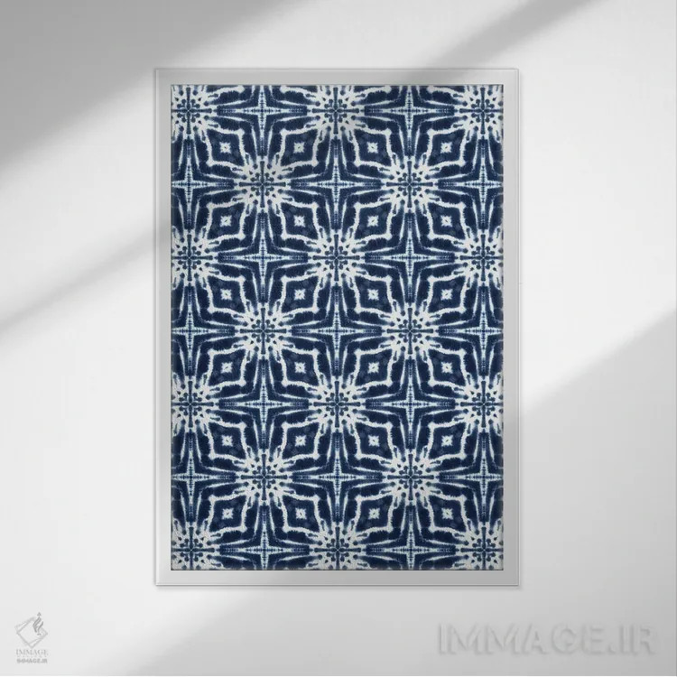 تابلو دکوراتیو شیبوری آبرنگی نیلی اثر ژاکلین مالدونادو - نمای قابدار سفید