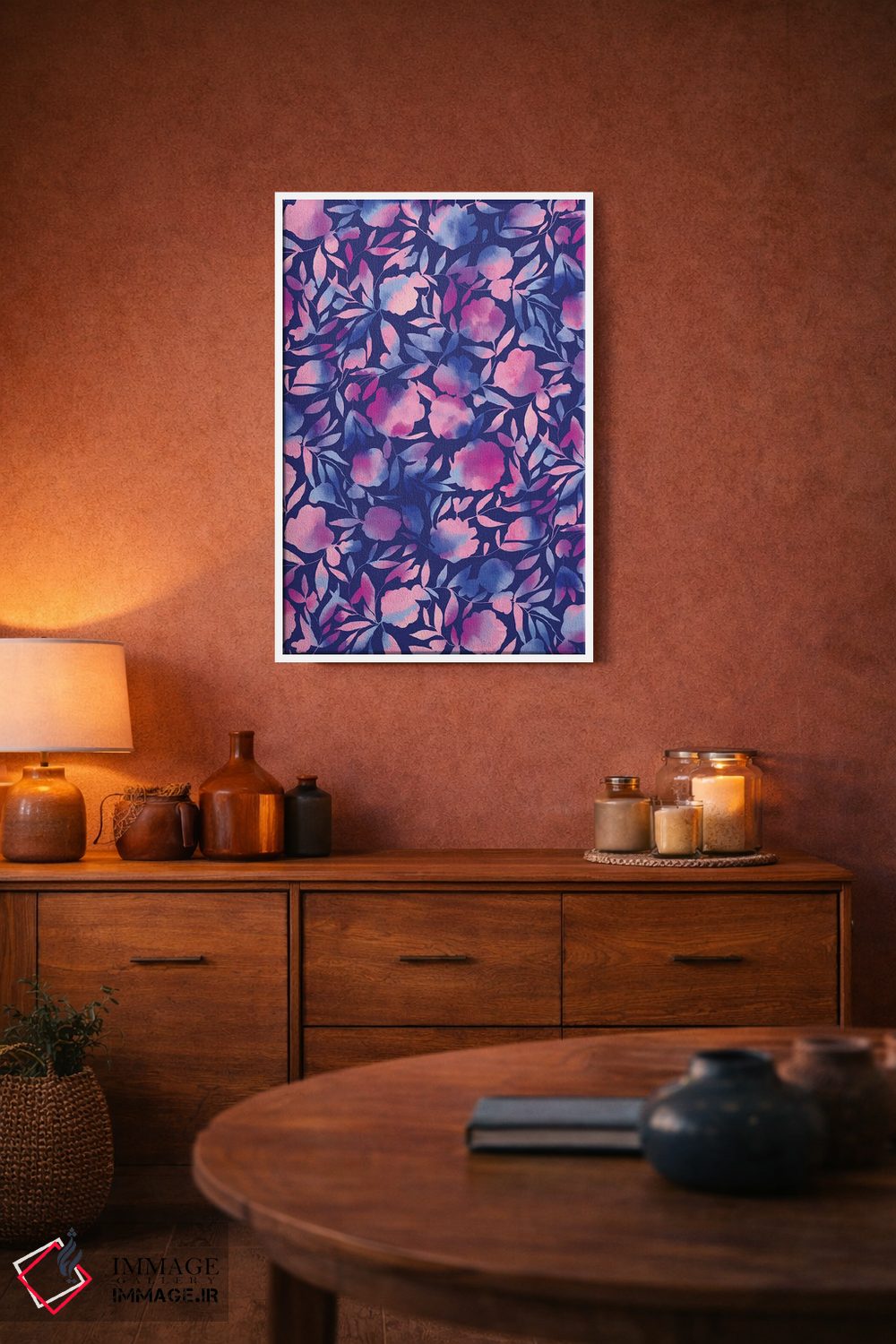 تابلو دکوراتیو برش کاغذی گل آبرنگی آبی بنفش اثر ژاکلین مالدونادو - D4W