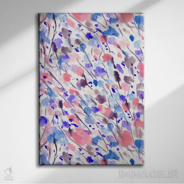 تابلو دکوراتیو طبیعت وحشی زردآلوی آبی اثر ژاکلین مالدونادو - نمای روبهرو روی دیوار