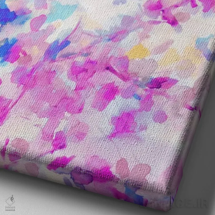 تابلو انتزاعی سایه بان سرخابی اثر ژاکلین مالدونادو - نمای نزدیک بافت بوم