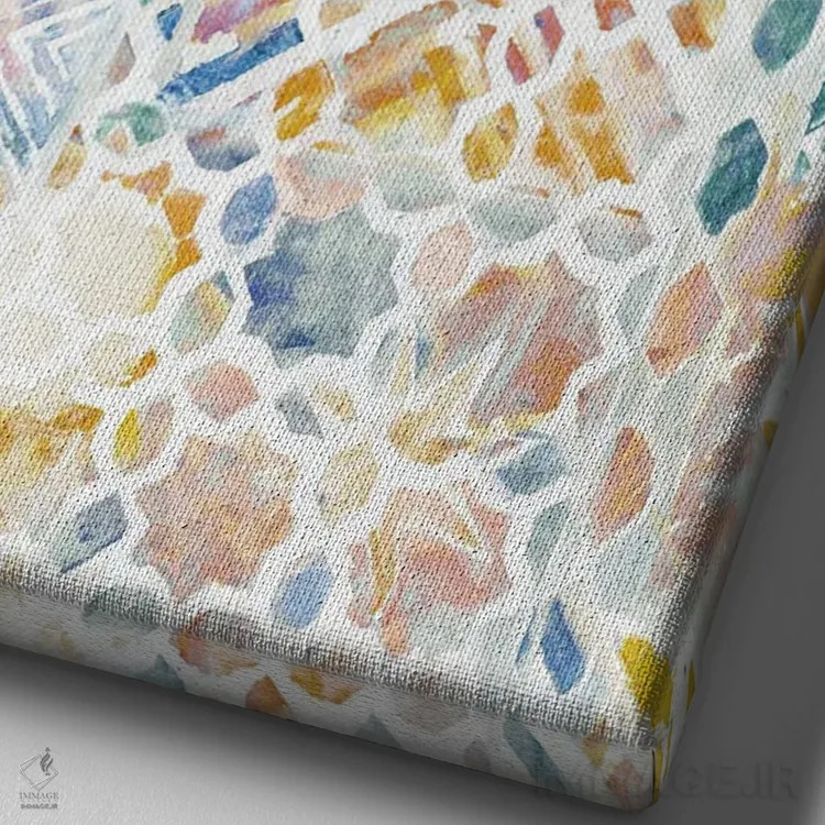 تابلو دکوراتیو ترکیب موزاییکی اثر ژاکلین مالدونادو - نمای نزدیک بافت بوم