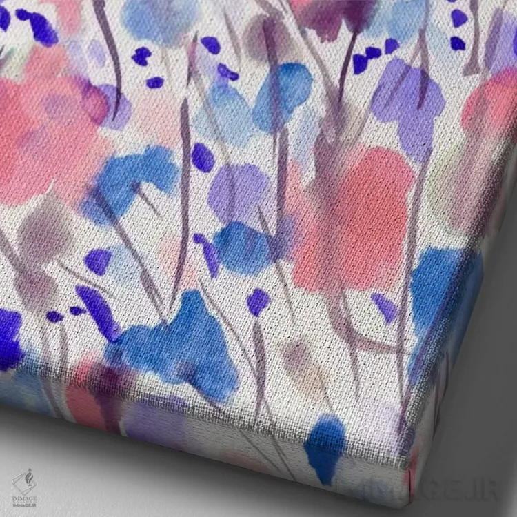 تابلو دکوراتیو طبیعت وحشی زردآلوی آبی اثر ژاکلین مالدونادو - نمای نزدیک بافت بوم