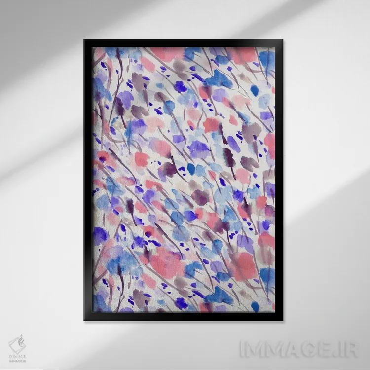 تابلو دکوراتیو طبیعت وحشی زردآلوی آبی اثر ژاکلین مالدونادو - نمای قابدار مشکی