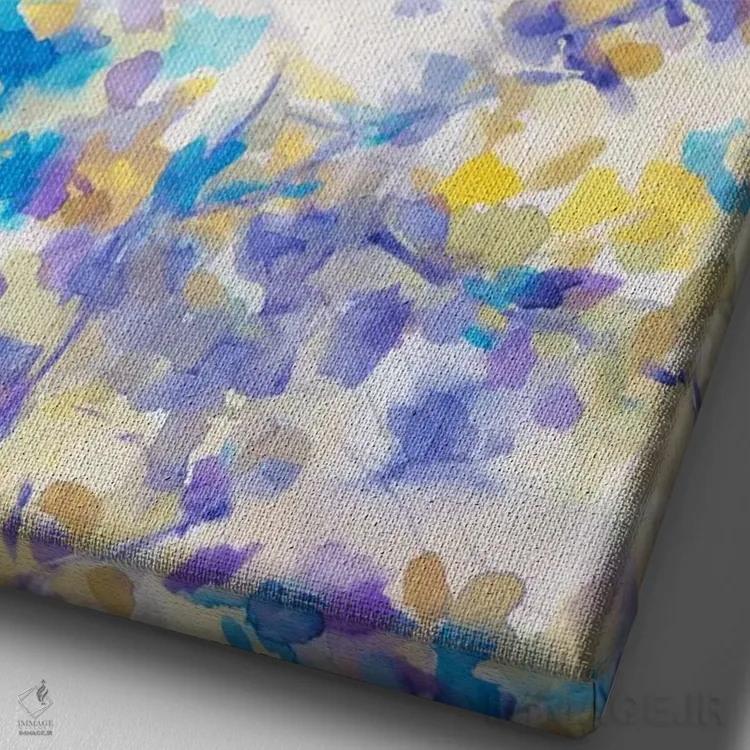 تابلو انتزاعی سایه بان آبی اثر ژاکلین مالدونادو - نمای نزدیک بافت بوم