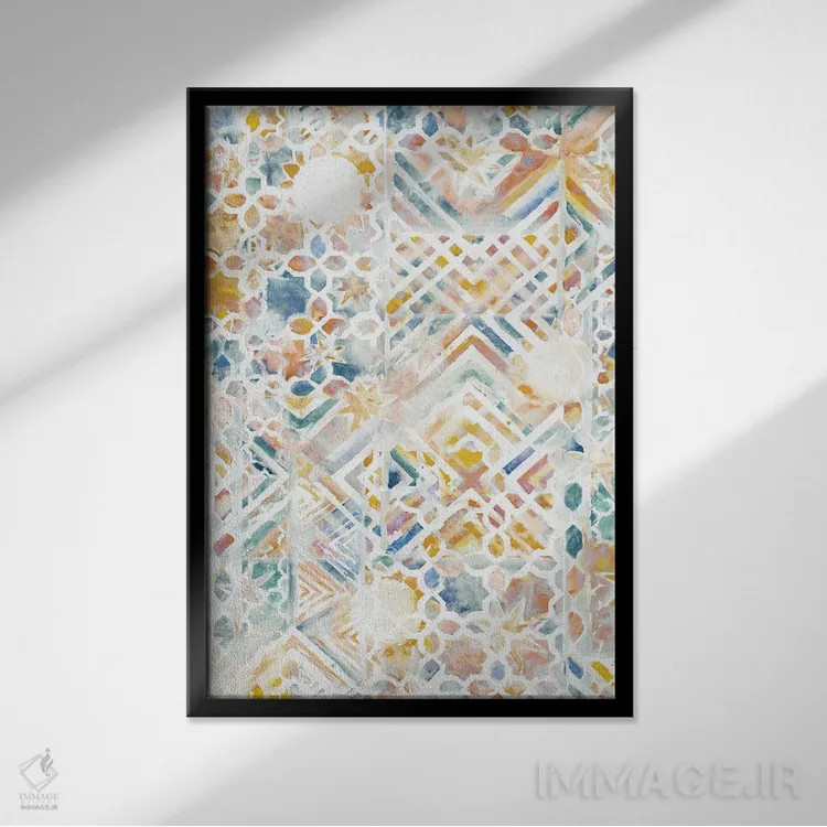 تابلو دکوراتیو ترکیب موزاییکی اثر ژاکلین مالدونادو - نمای قابدار مشکی