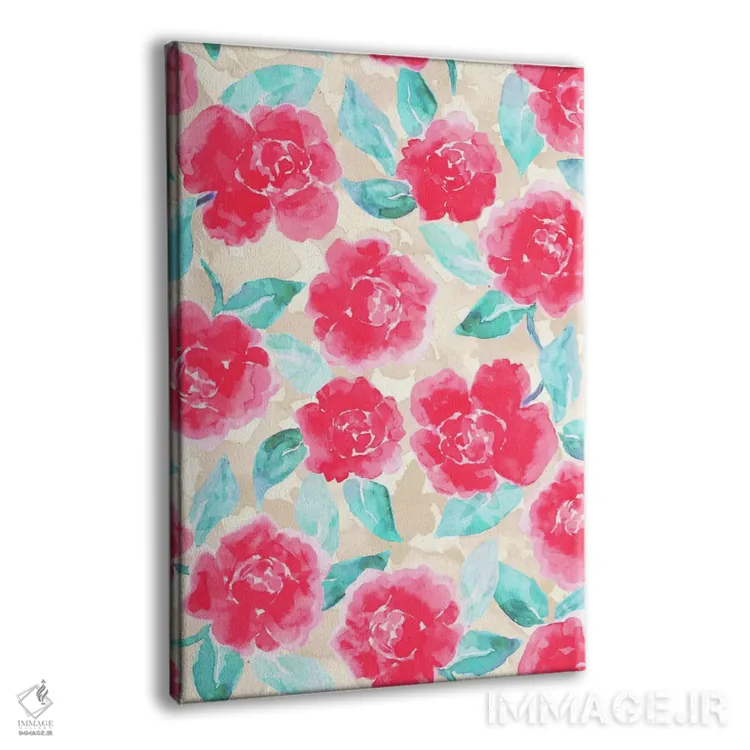 تابلو مدرن شکوفه های صدتومانی خانه روستایی صورتی اثر ژاکلین مالدونادو - نمای پرسپکتیو محصول