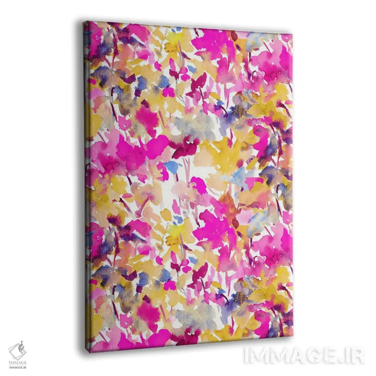 تابلو انتزاعی رنگ محلی صورتی زرد اثر ژاکلین مالدونادو - نمای پرسپکتیو محصول