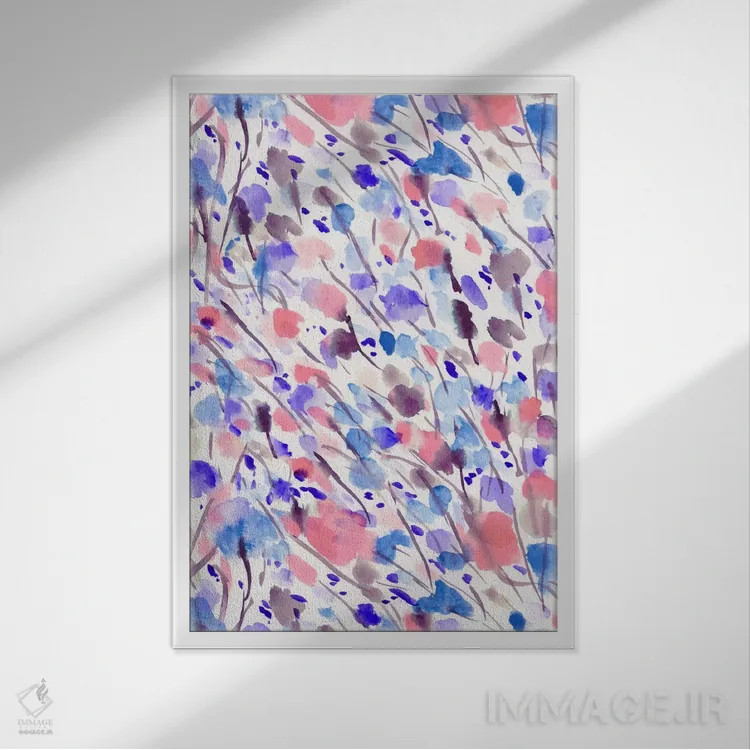تابلو دکوراتیو طبیعت وحشی زردآلوی آبی اثر ژاکلین مالدونادو - نمای قابدار سفید