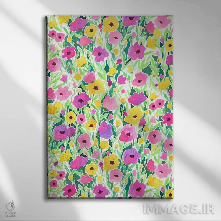 تابلو دکوراتیو طرح مزرعه گل اثر ژاکلین مالدونادو - نمای روبهرو روی دیوار