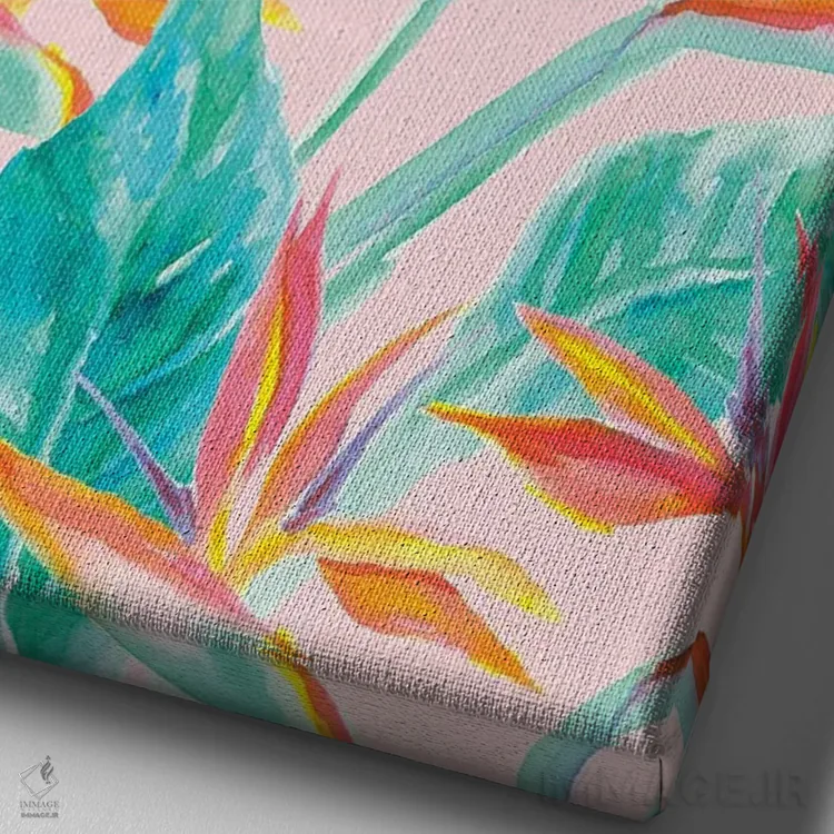 تابلو انتزاعی پرندگان بهشتی اثر ژاکلین مالدونادو - نمای نزدیک بافت بوم