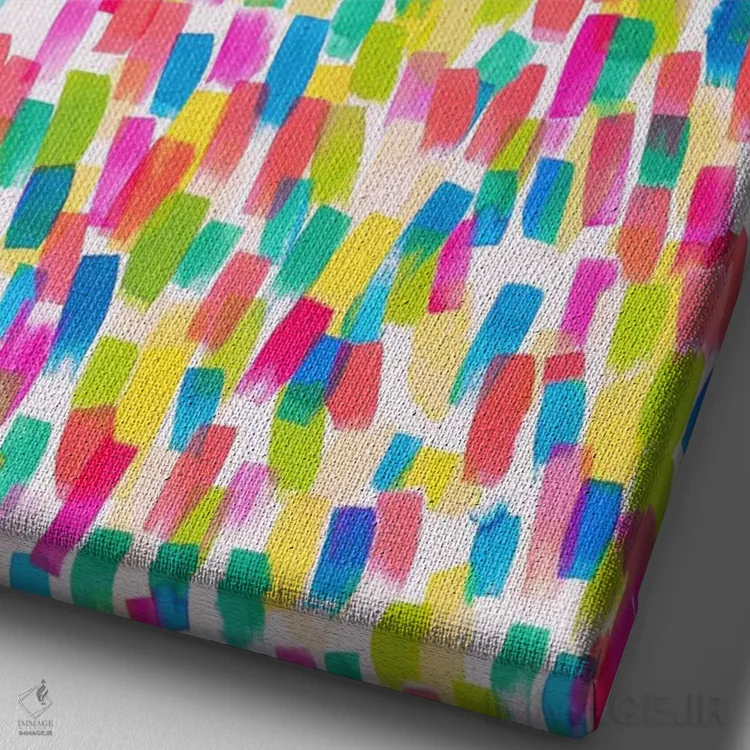 تابلو انتزاعی شادی رنگ ها اثر ژاکلین مالدونادو - نمای نزدیک بافت بوم