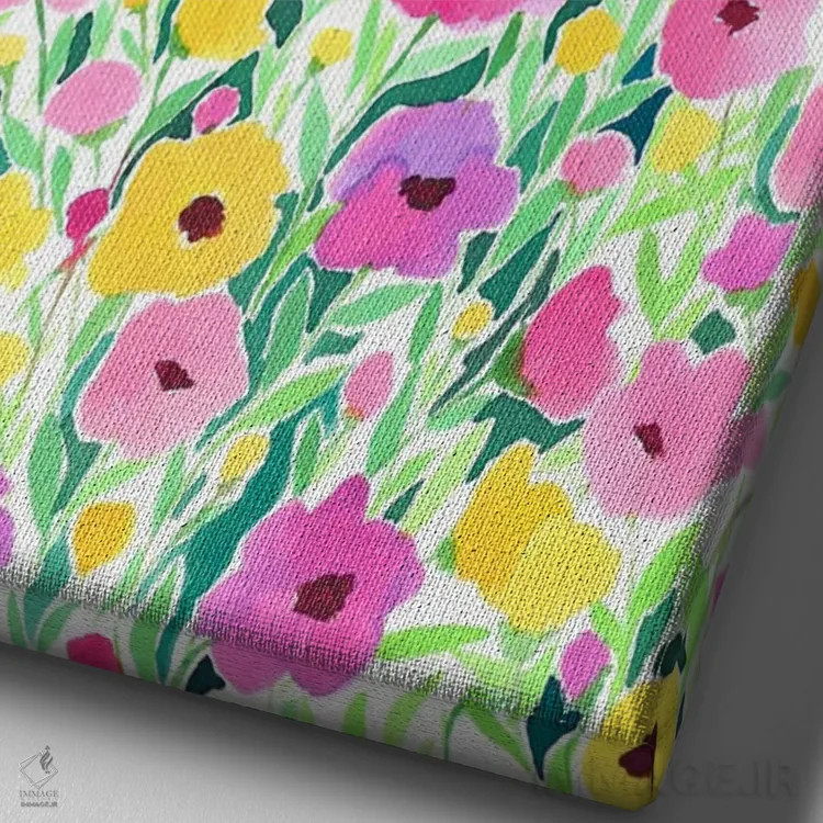 تابلو دکوراتیو طرح مزرعه گل اثر ژاکلین مالدونادو - نمای نزدیک بافت بوم