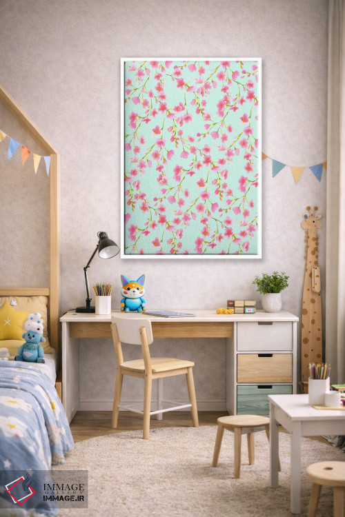 تابلو مدرن شکوفه گیلاس و نعنا اثر ژاکلین مالدونادو - D1W