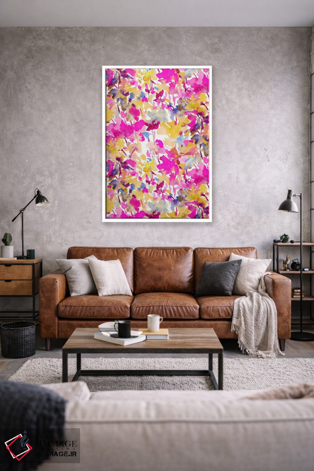 تابلو انتزاعی رنگ محلی صورتی زرد اثر ژاکلین مالدونادو - D1W