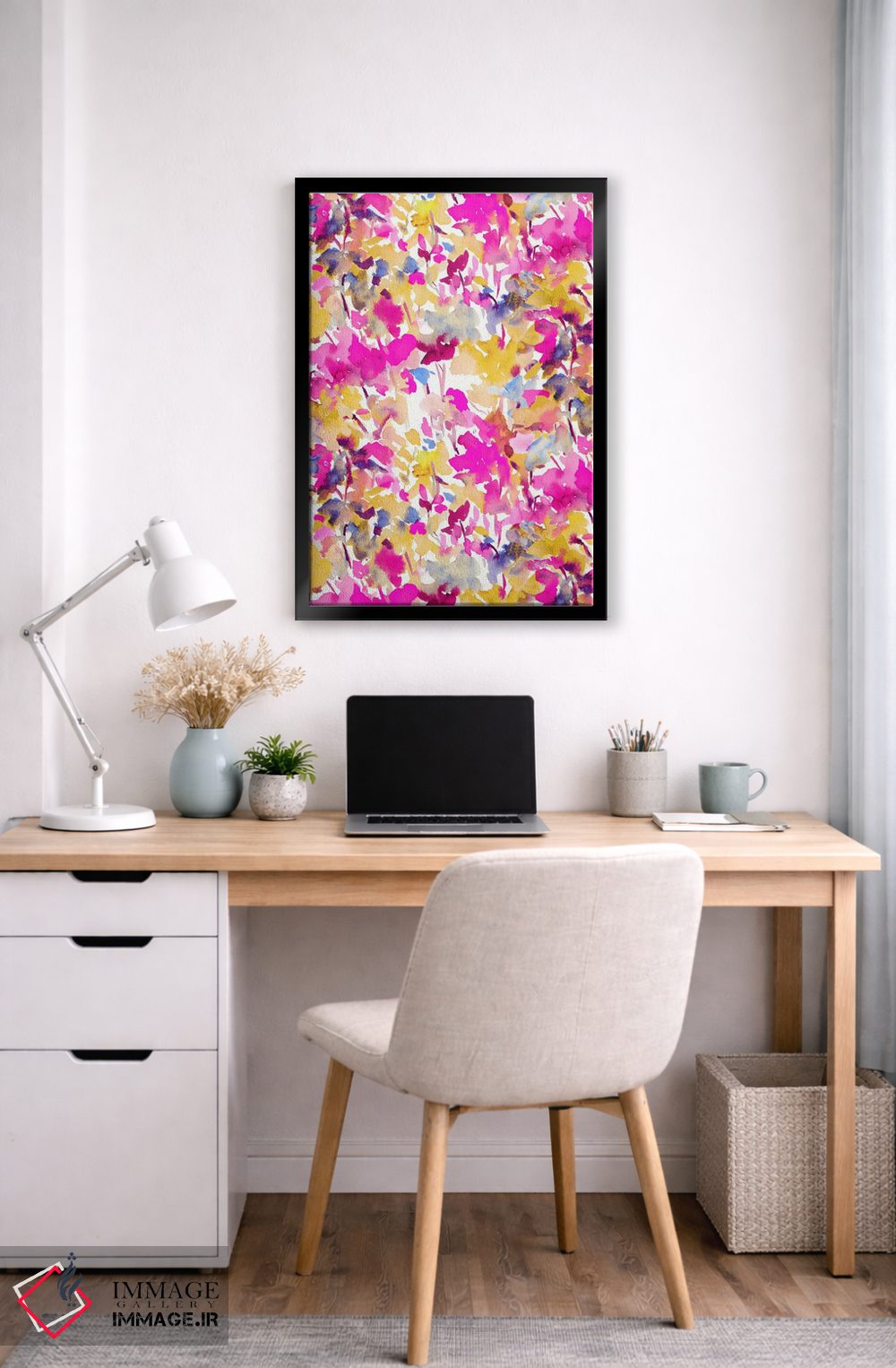 تابلو انتزاعی رنگ محلی صورتی زرد اثر ژاکلین مالدونادو - D5B