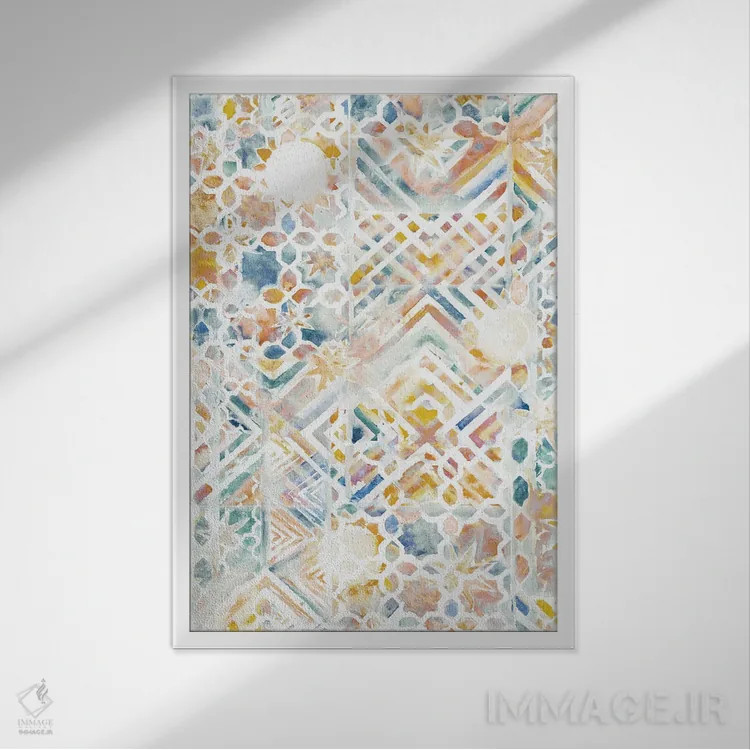 تابلو دکوراتیو ترکیب موزاییکی اثر ژاکلین مالدونادو - نمای قابدار سفید